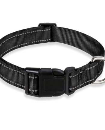 Reflective Adjustable Nylon Dog Collar Black