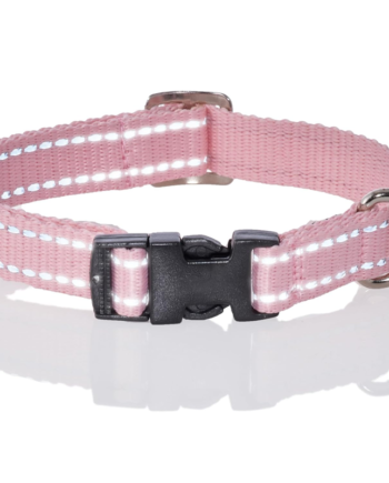 Reflective Adjustable Dog Collar Pink