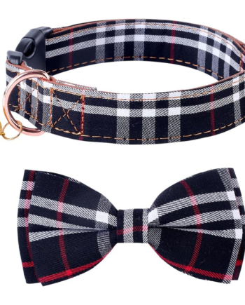 Adjustable Bowtie Dog Collar with Stylish Pattern