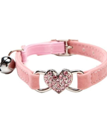 Pink Heart Bling Cat Collar with Bell