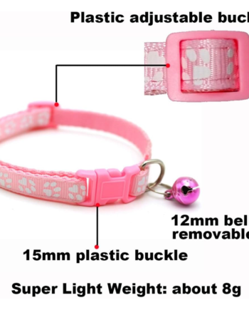Pink Cherry Pattern Adjustable Dog Collar