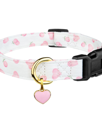 Handmade Cotton Dog Collar with Heart Pendant