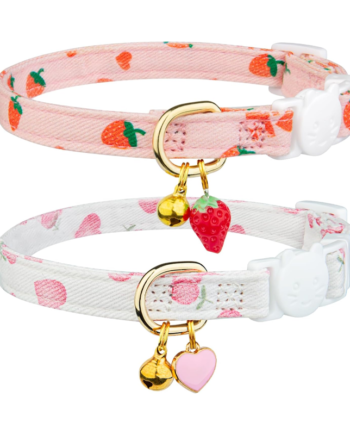 2-Pack Breakaway Cat Collars with Strawberry Pendant