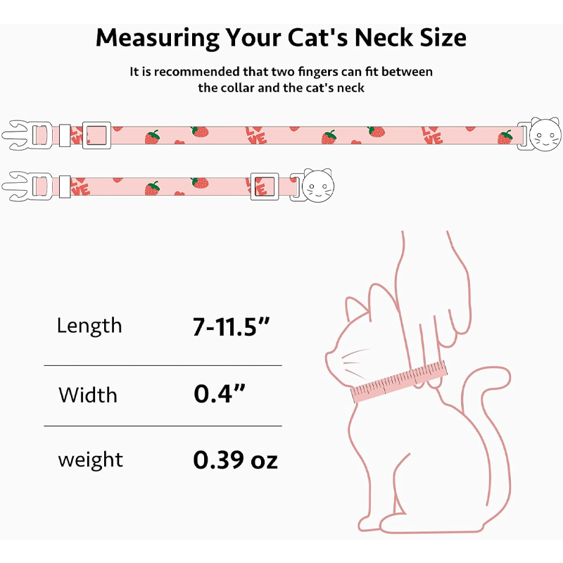 2-Pack Breakaway Cat Collars with Strawberry Pendant